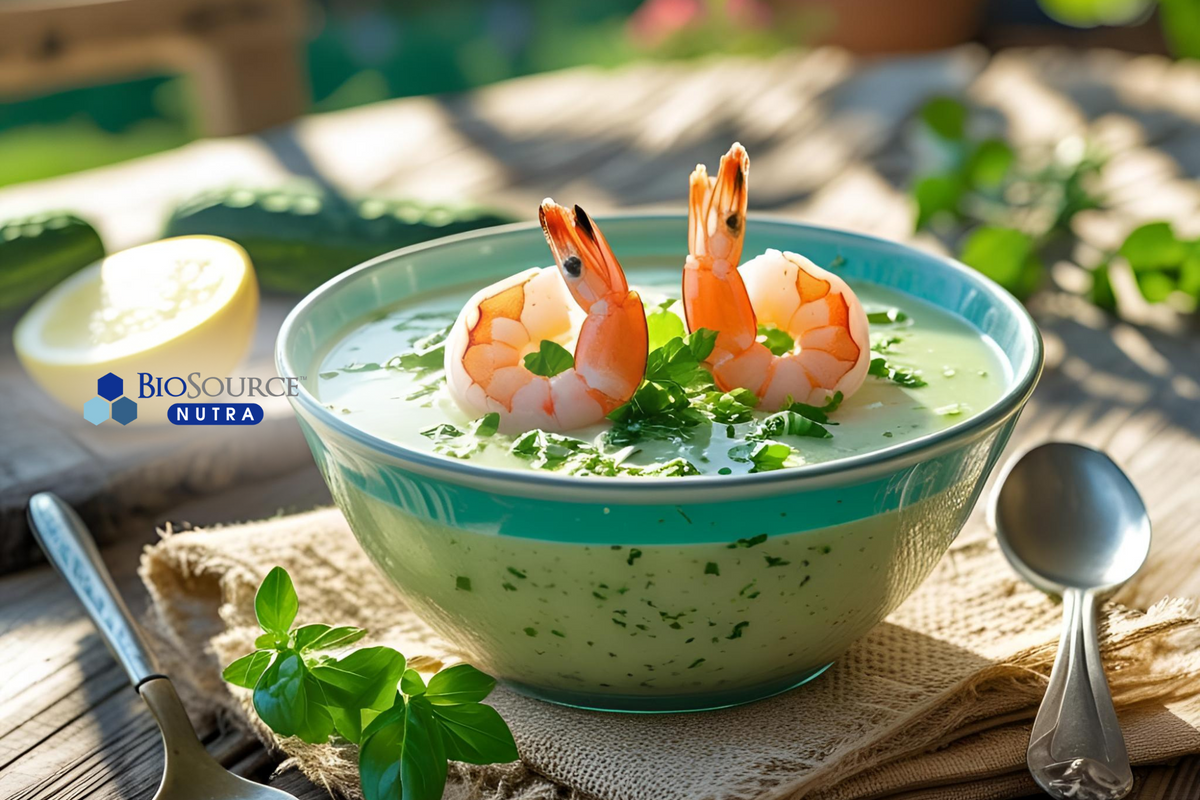 Weekly Wellness Recipe: Spicy Cucumber Gazpacho with Grilled Shrimp – BioSource Nutra