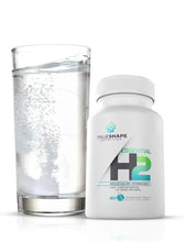 Load image into Gallery viewer, Essential H2 hydrogen water tablets with magnesium, bottle and glass of water
